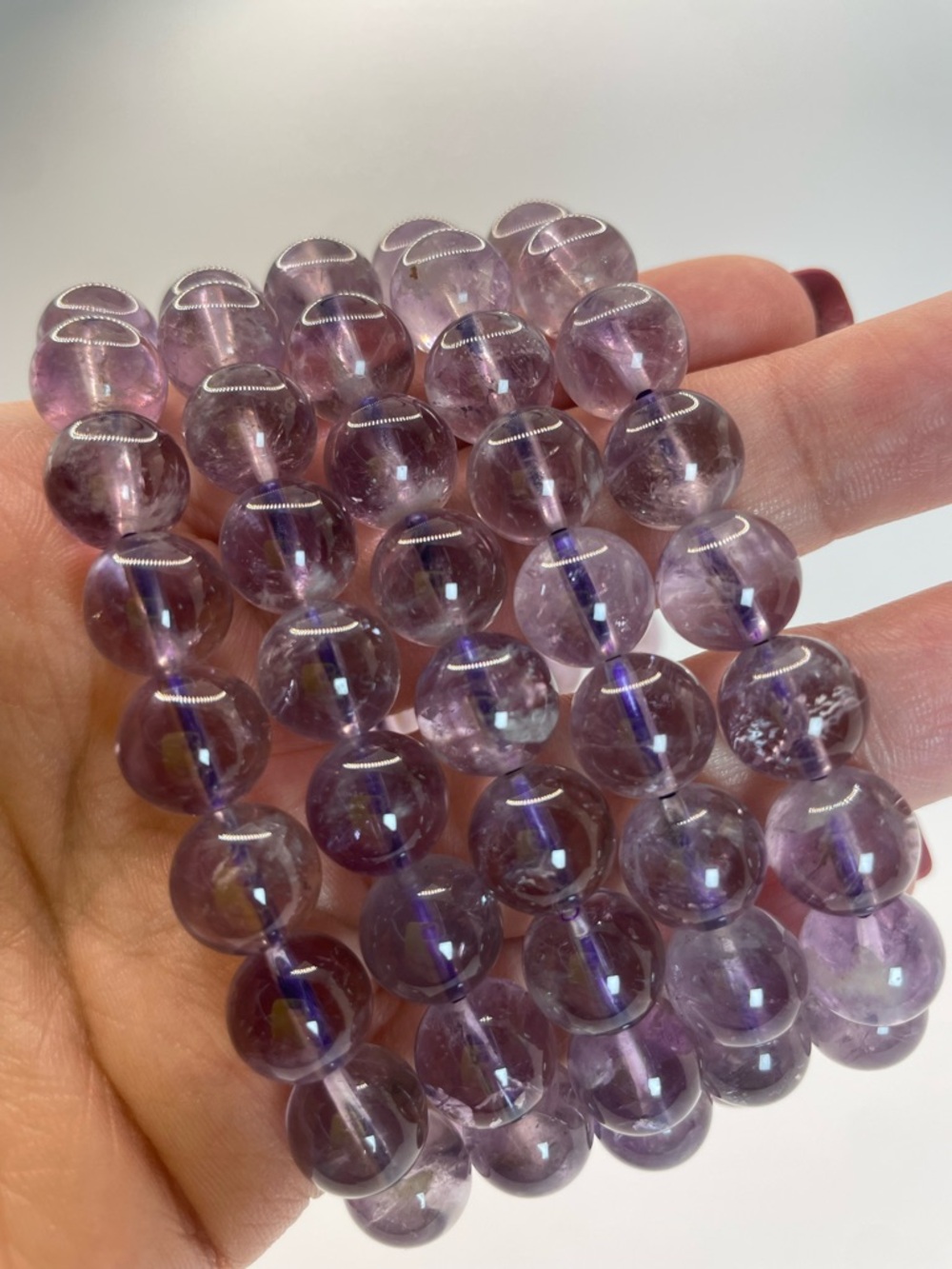 ONE Amethyst with Inclusions & Natural Rainbows Stretch Bracelet-10mm (0090)